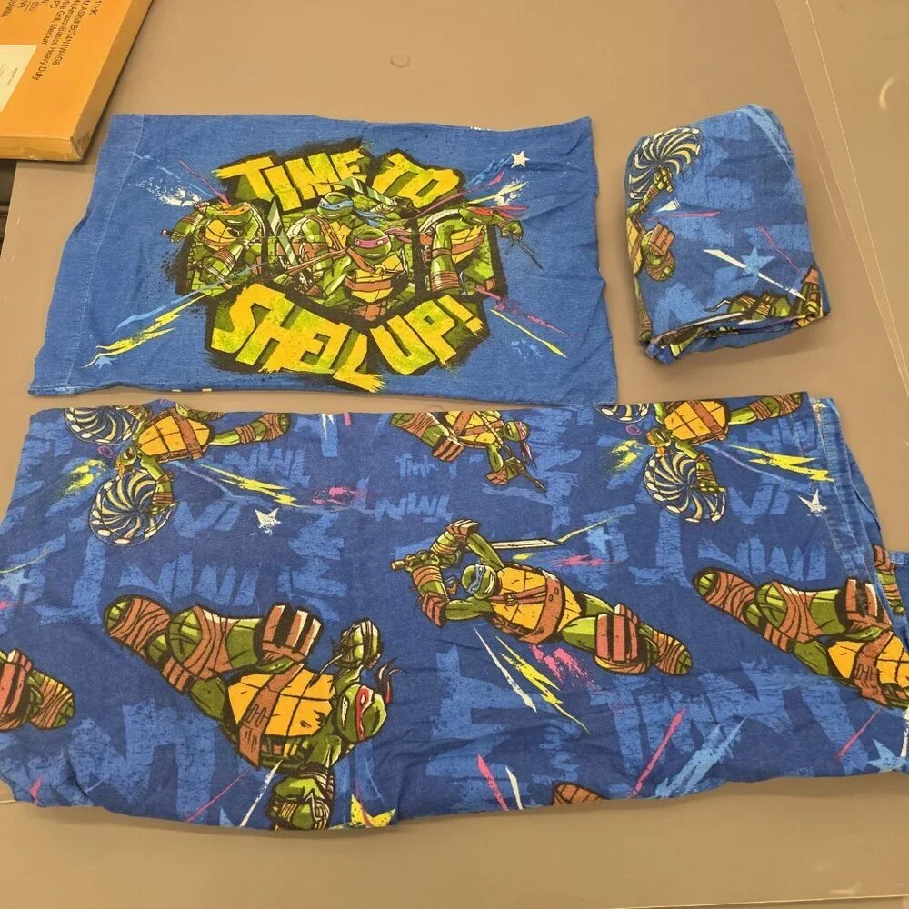 Teenage Age Mutant NinjTurtles Kids Fleece Sheet & Pillow Case Twin Set Vintage